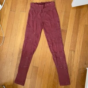 Brick red moto style leggings